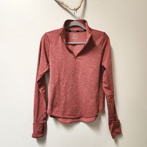 Nike Dri-Fit Half Zip Long Sleeve Running Shirt, Coral Color, Small